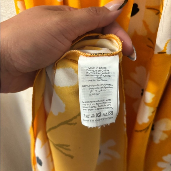 Madewell Yellow Wrap Midi Dress with White Floral Print - Picture 9 of 9